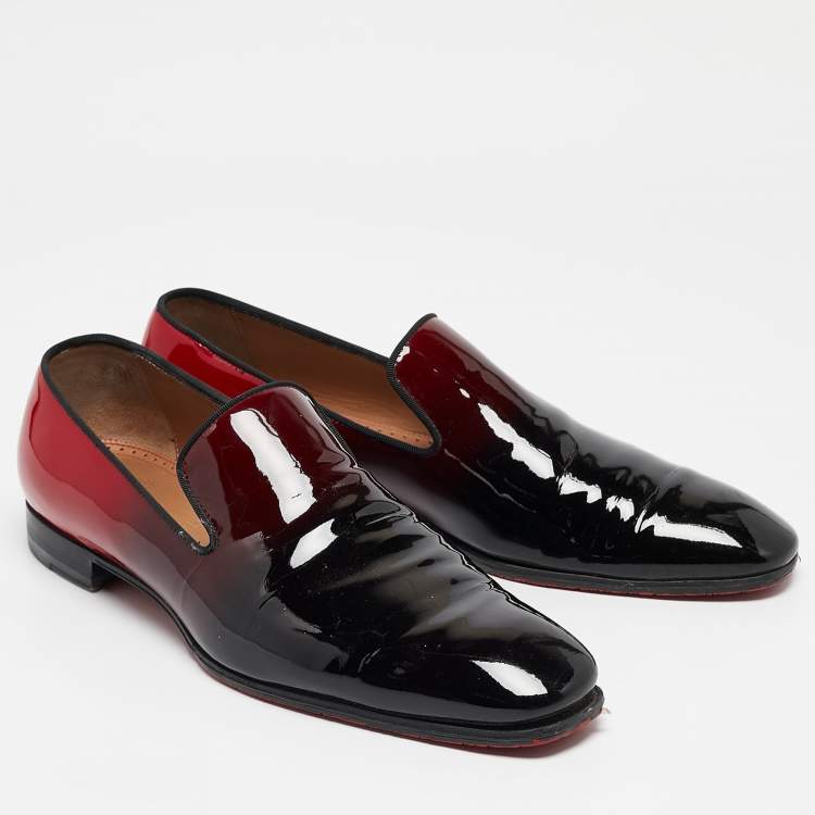 Pre Owned Christian Louboutin Ombre Red Patent Leather Dandy Me Smoking Slippers Size 43