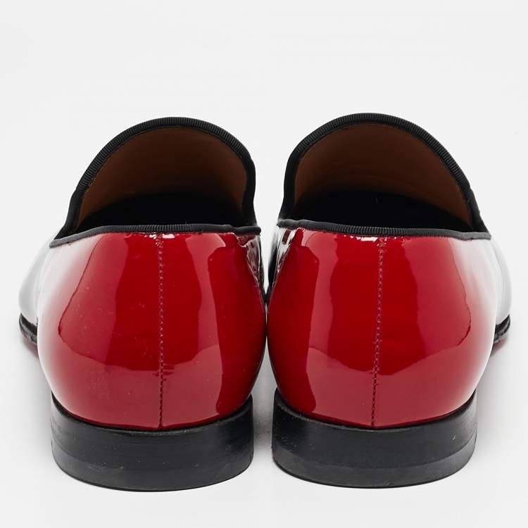 Pre Owned Christian Louboutin Ombre Red Patent Leather Dandy Me Smoking Slippers Size 43