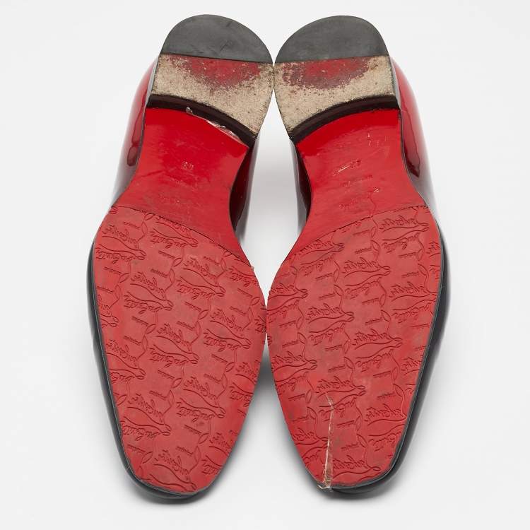 Pre Owned Christian Louboutin Ombre Red Patent Leather Dandy Me Smoking Slippers Size 43