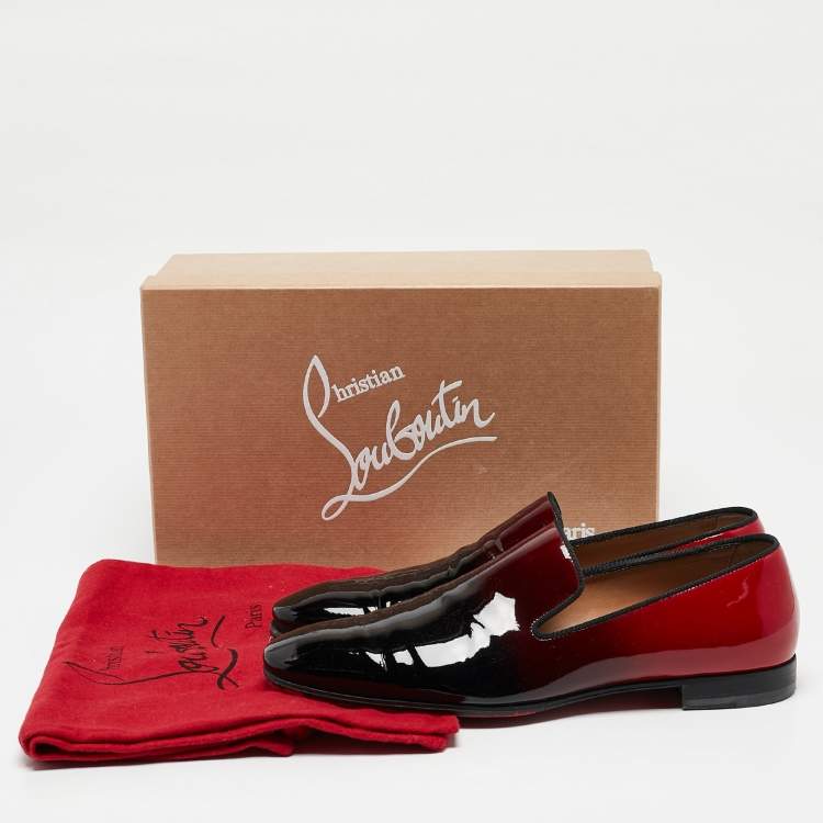 Pre Owned Christian Louboutin Ombre Red Patent Leather Dandy Me Smoking Slippers Size 43