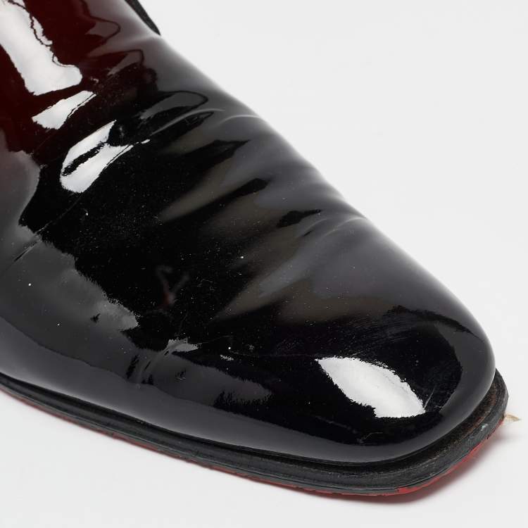 Pre Owned Christian Louboutin Ombre Red Patent Leather Dandy Me Smoking Slippers Size 43