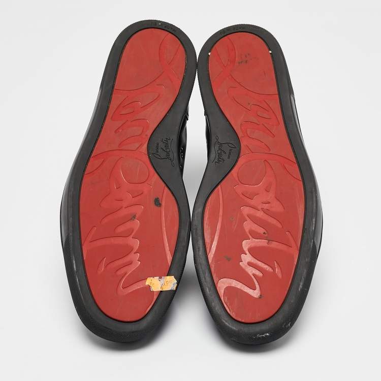 Pre Owned Christian Louboutin Black Leather Louis High Top Sneakers Size 43.5