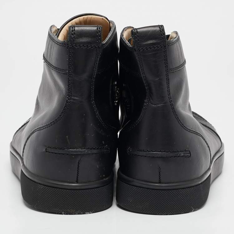 Pre Owned Christian Louboutin Black Leather Louis High Top Sneakers Size 43.5