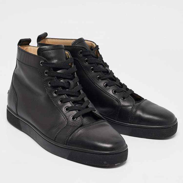 Pre Owned Christian Louboutin Black Leather Louis High Top Sneakers Size 43.5