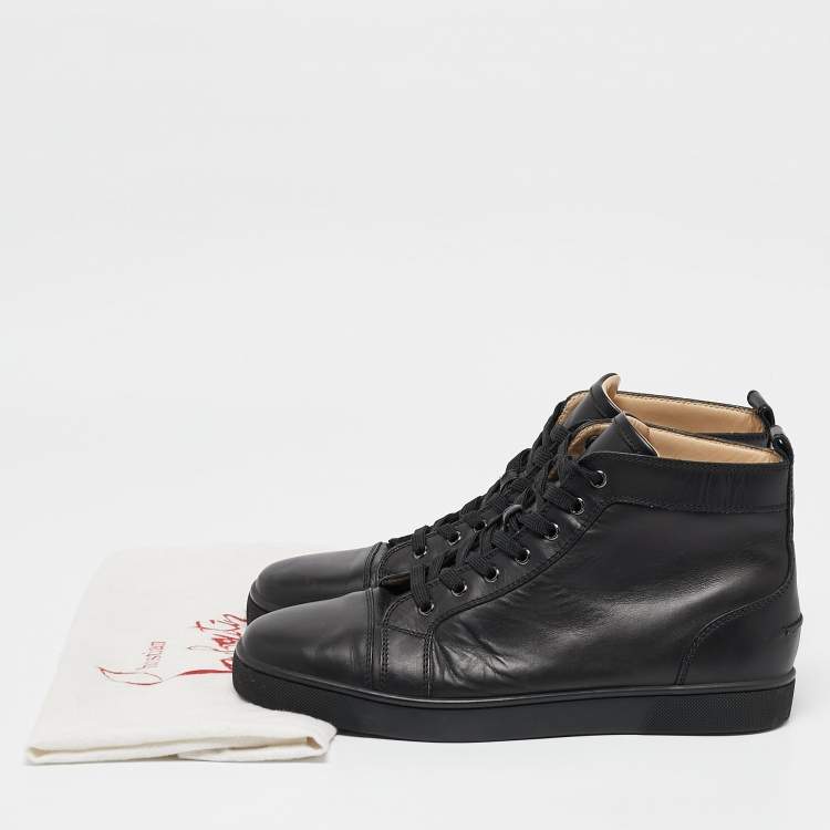 Pre Owned Christian Louboutin Black Leather Louis High Top Sneakers Size 43.5