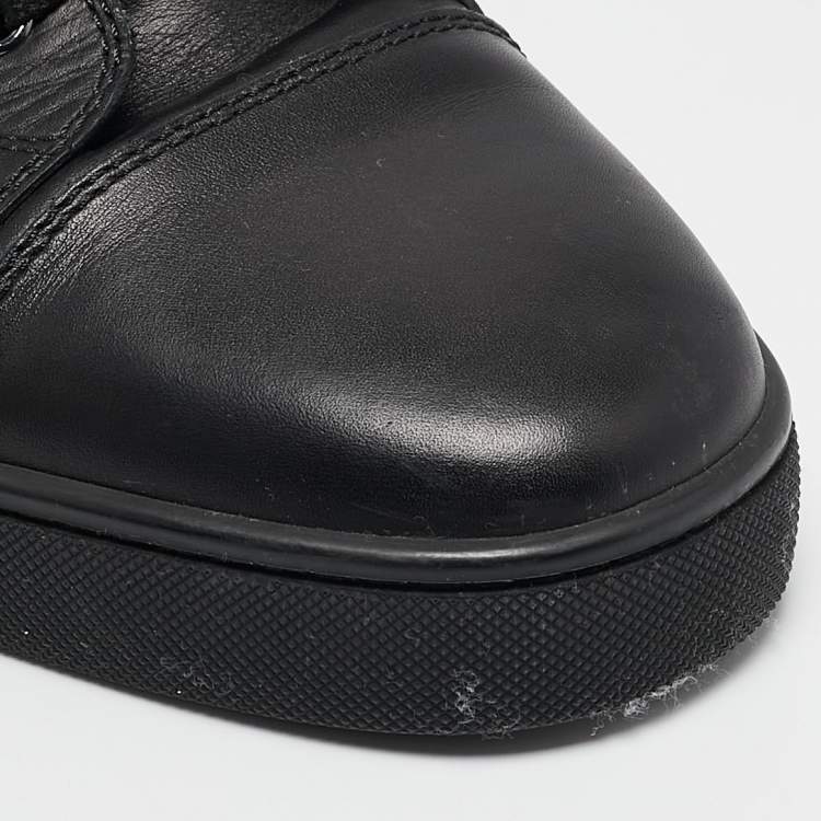 Pre Owned Christian Louboutin Black Leather Louis High Top Sneakers Size 43.5