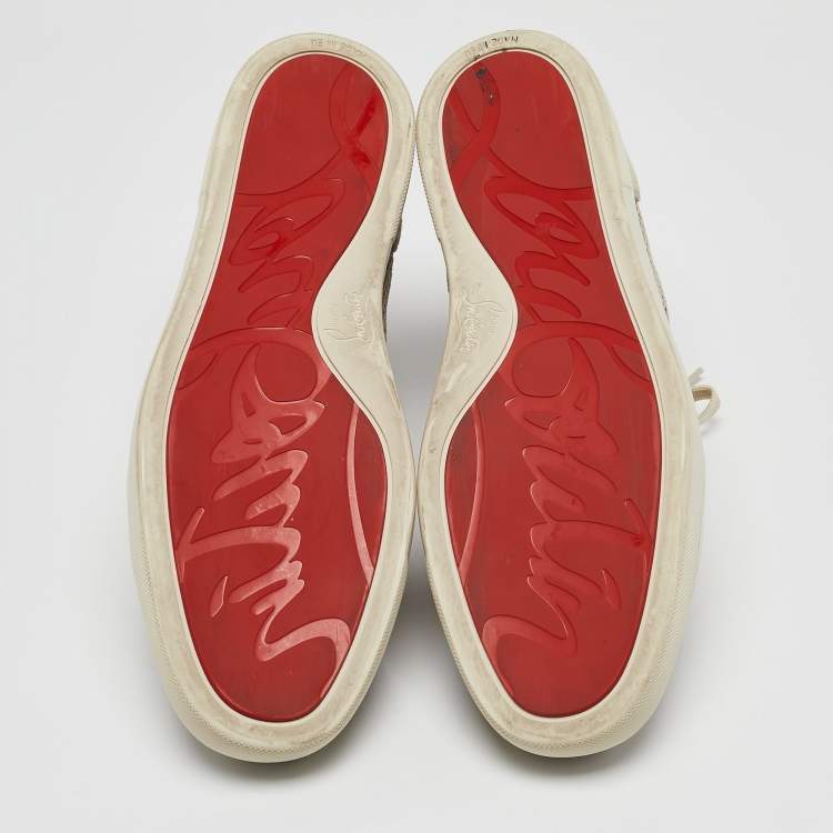 Pre Owned Christian Louboutin Grey Suede and Knit Fabric Rantus High Top Sneakers Size 44