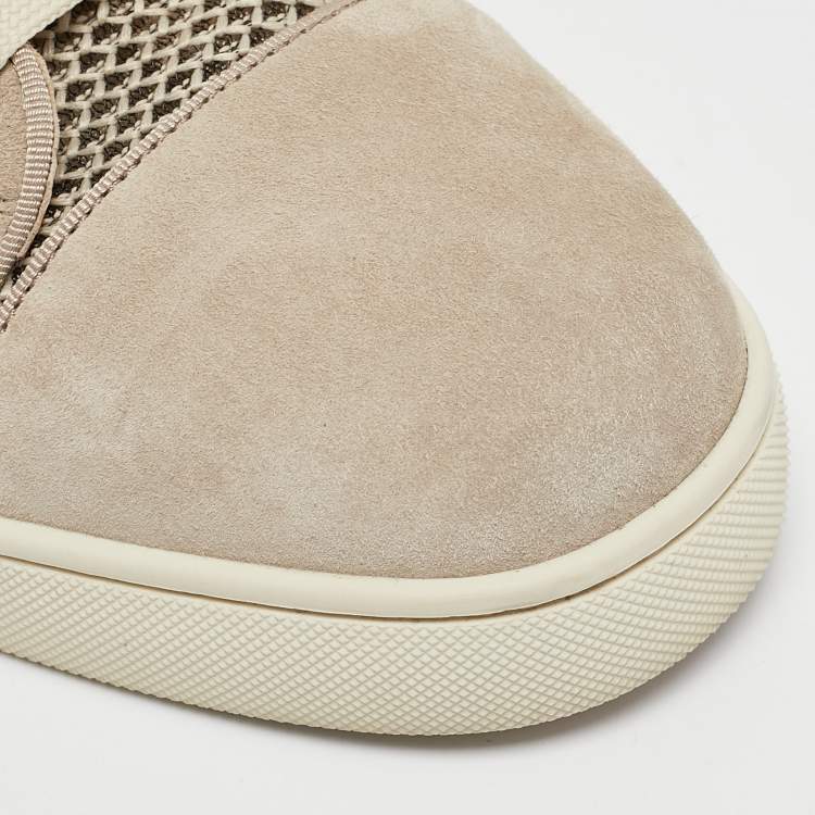 Pre Owned Christian Louboutin Grey Suede and Knit Fabric Rantus High Top Sneakers Size 44