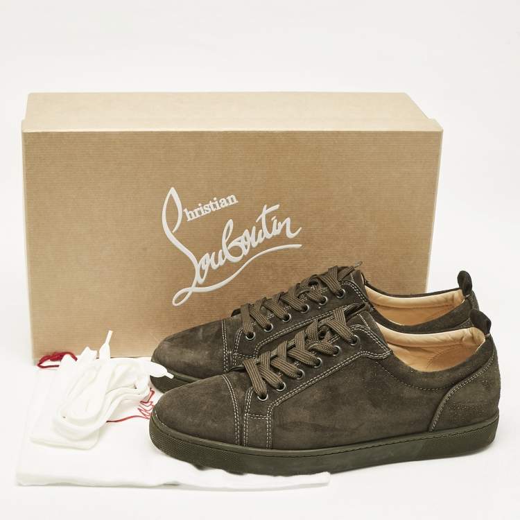 Pre Owned Christian Louboutin Dark Green Suede Louis Junior Sneakers Size 43