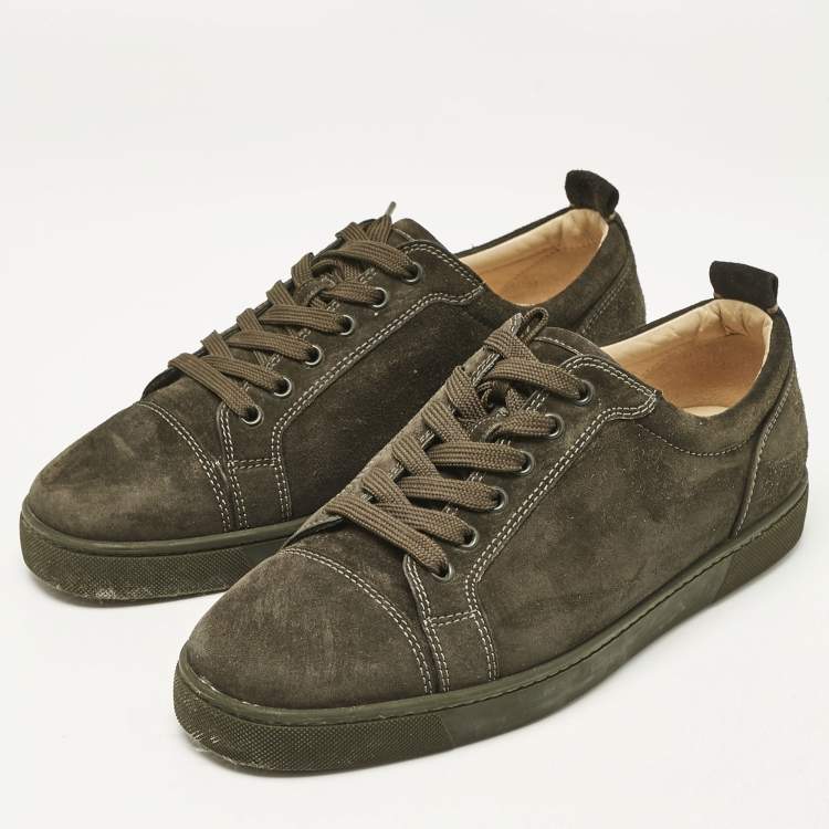 Pre Owned Christian Louboutin Dark Green Suede Louis Junior Sneakers Size 43