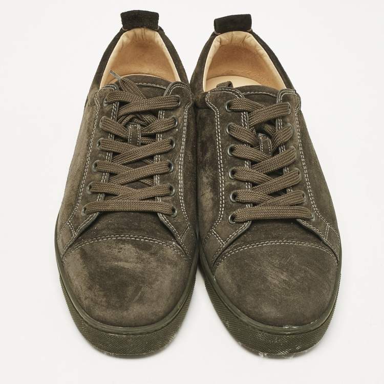 Pre Owned Christian Louboutin Dark Green Suede Louis Junior Sneakers Size 43