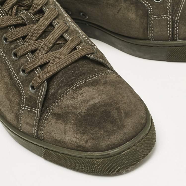Pre Owned Christian Louboutin Dark Green Suede Louis Junior Sneakers Size 43