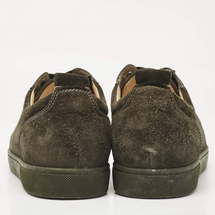 Pre Owned Christian Louboutin Dark Green Suede Louis Junior Sneakers Size 43