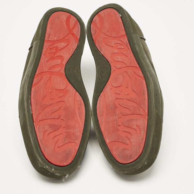 Pre Owned Christian Louboutin Dark Green Suede Louis Junior Sneakers Size 43