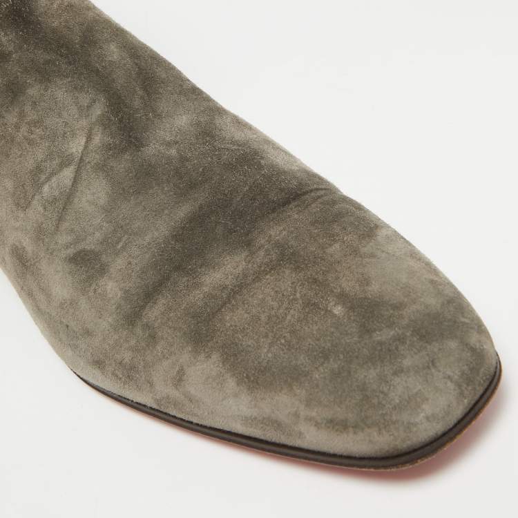 Pre Owned Christian Louboutin Grey Suede Samson Chelsea Boots Size 43