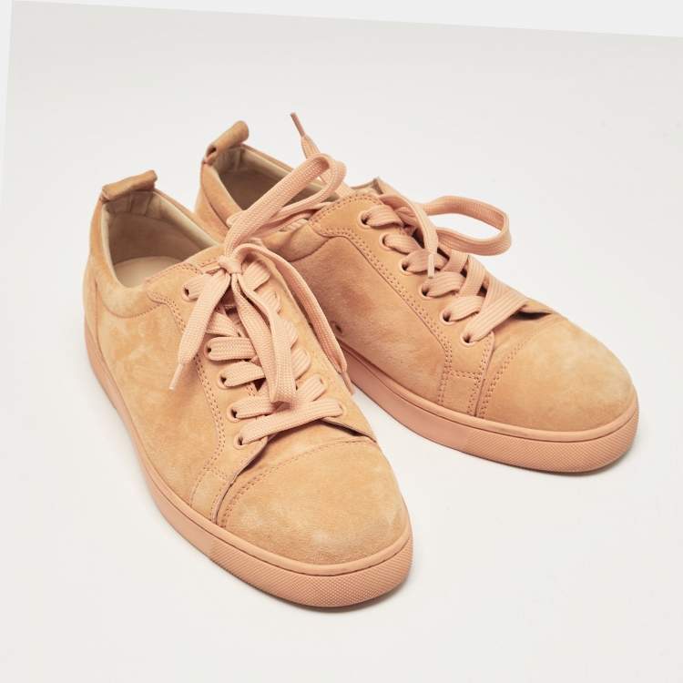 Pre Owned Christian Louboutin Orange Suede Louis Junior Low Top Sneakers Size 40