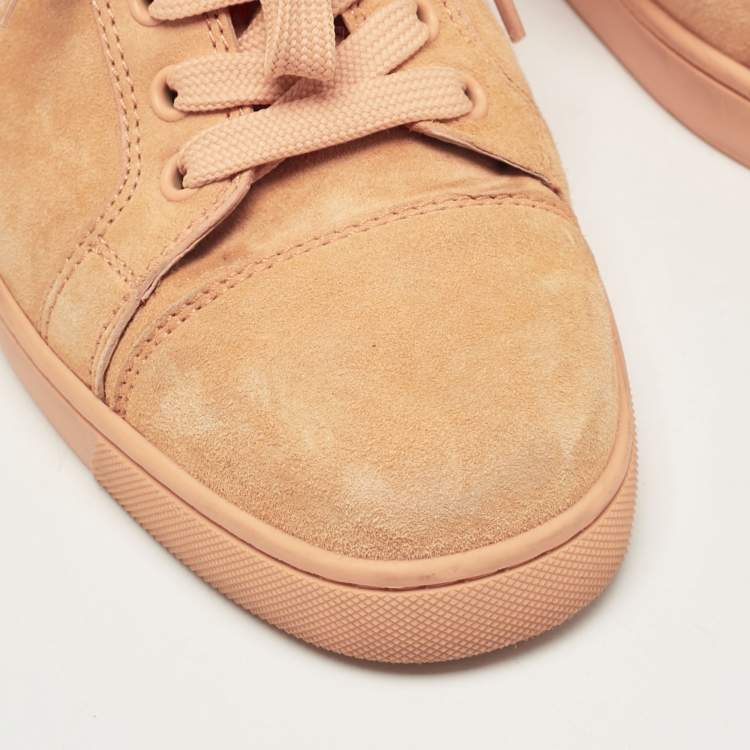 Pre Owned Christian Louboutin Orange Suede Louis Junior Low Top Sneakers Size 40