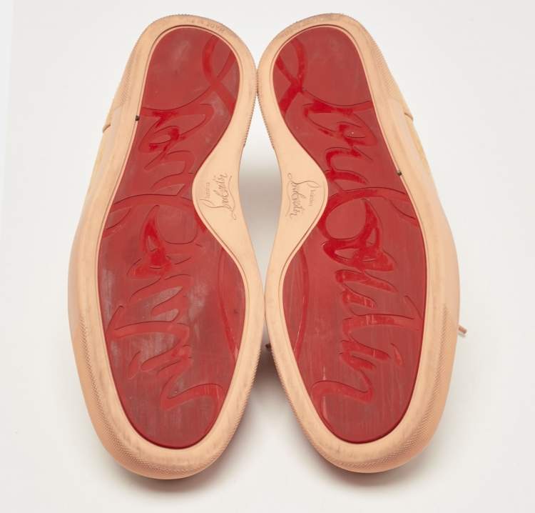 Pre Owned Christian Louboutin Orange Suede Louis Junior Low Top Sneakers Size 40