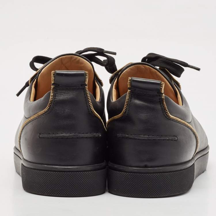 Pre Owned Christian Louboutin Black Leather Rush Spike Lace Up Sneakers Size 42