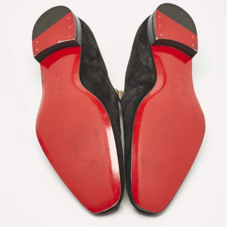 Pre Owned Christian Louboutin Black Suede Dandelion Loafers Size 45.5