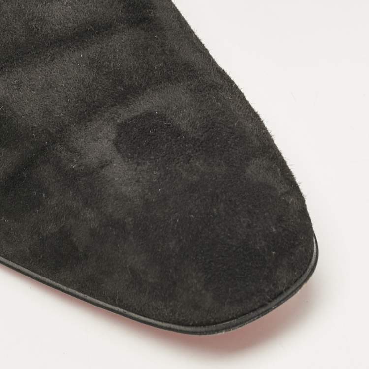 Pre Owned Christian Louboutin Black Suede Dandelion Loafers Size 45.5