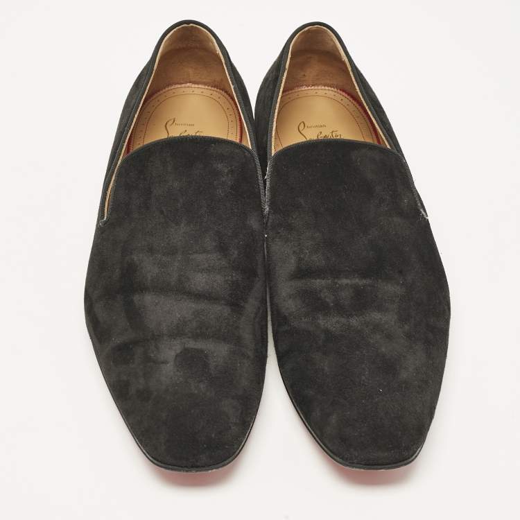 Pre Owned Christian Louboutin Black Suede Dandelion Loafers Size 45.5