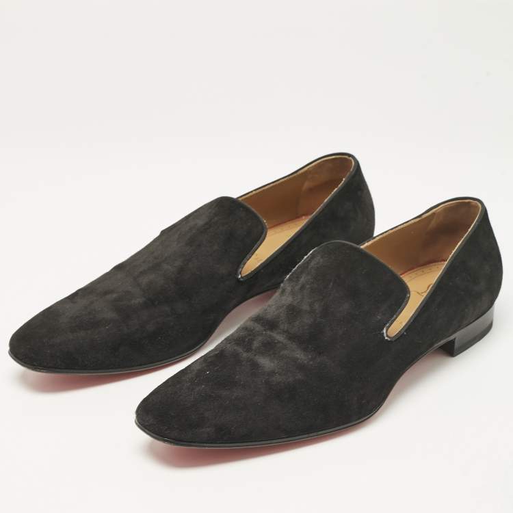 Pre Owned Christian Louboutin Black Suede Dandelion Loafers Size 45.5