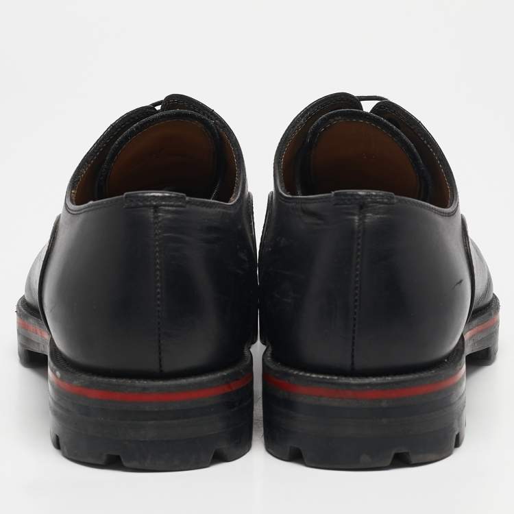 Pre Owned Christian Louboutin Black Leather Hubertus Lace Up Oxford Size 39