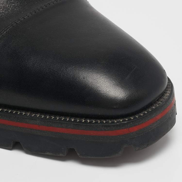 Pre Owned Christian Louboutin Black Leather Hubertus Lace Up Oxford Size 39