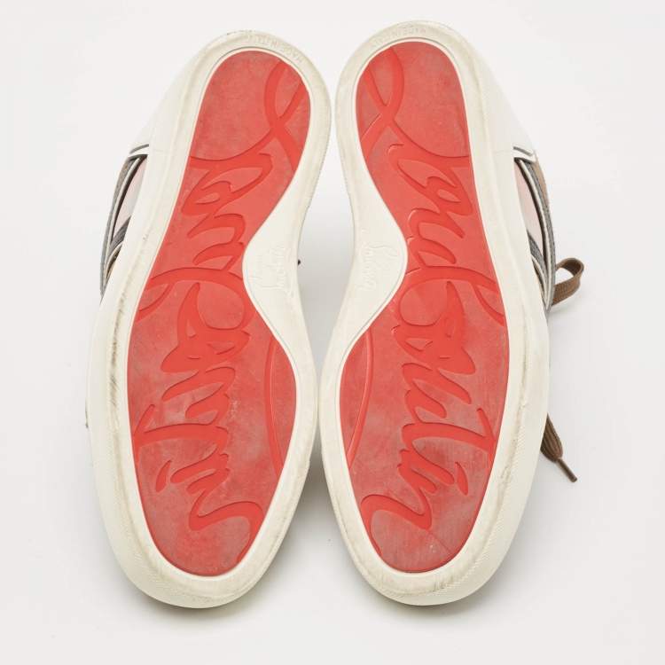 Pre Owned Christian Louboutin Black/Grey Suede and Leather Vida Viva Low Top Sneakers Size 39