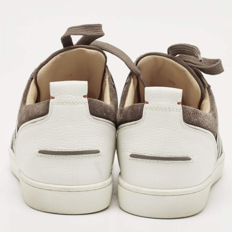 Pre Owned Christian Louboutin Black/Grey Suede and Leather Vida Viva Low Top Sneakers Size 39