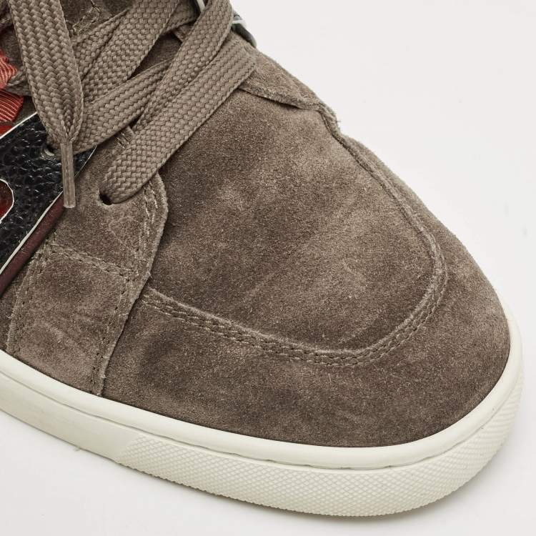 Pre Owned Christian Louboutin Black/Grey Suede and Leather Vida Viva Low Top Sneakers Size 39