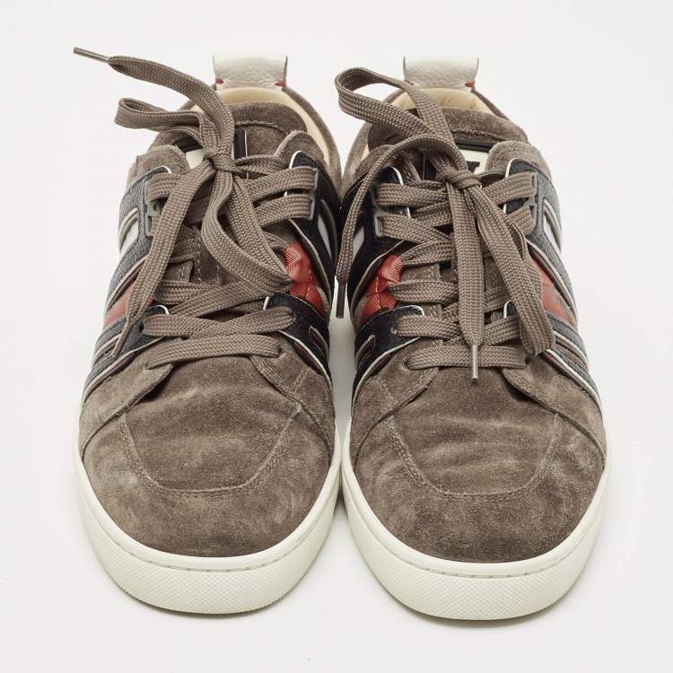 Pre Owned Christian Louboutin Black/Grey Suede and Leather Vida Viva Low Top Sneakers Size 39