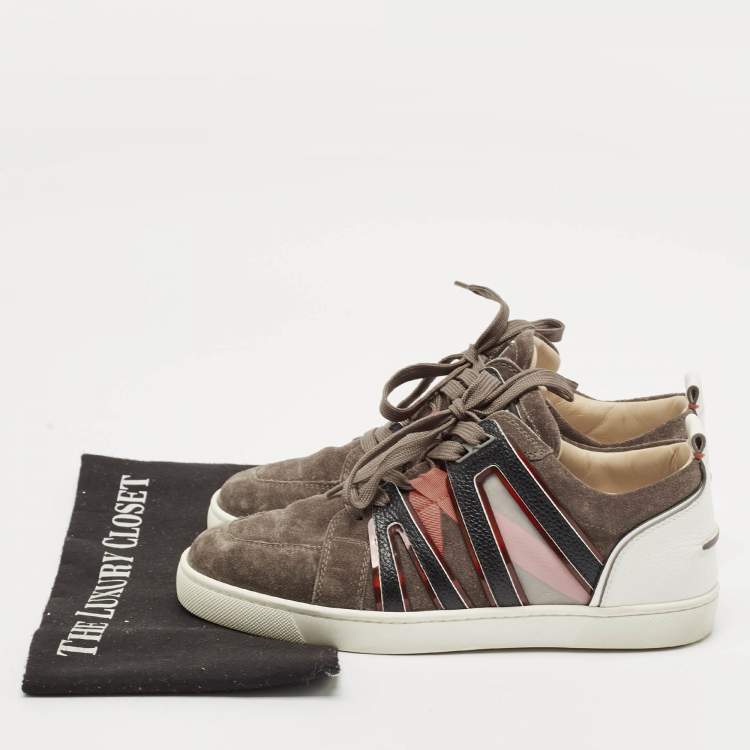 Pre Owned Christian Louboutin Black/Grey Suede and Leather Vida Viva Low Top Sneakers Size 39