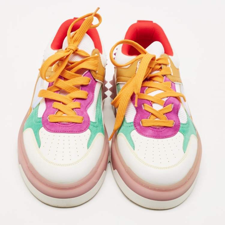 Pre Owned Christian Louboutin Multicolor Leather and Suede Astroloubi Low Top Sneakers Size 40
