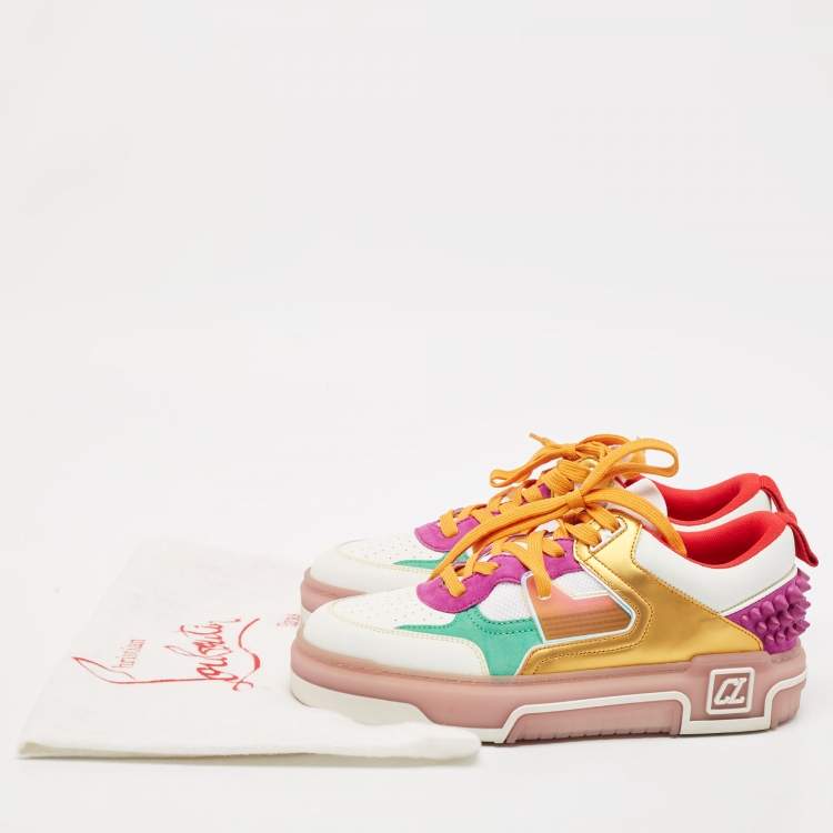 Pre Owned Christian Louboutin Multicolor Leather and Suede Astroloubi Low Top Sneakers Size 40