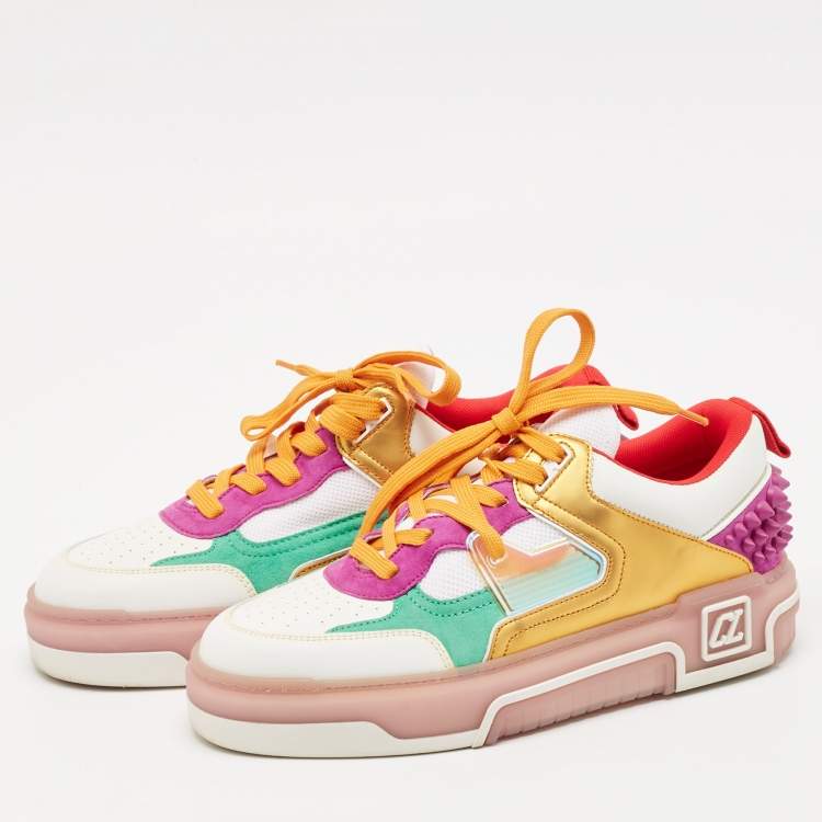 Pre Owned Christian Louboutin Multicolor Leather and Suede Astroloubi Low Top Sneakers Size 40