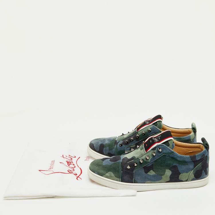 Pre Owned Christian Louboutin Multicolor Camouflage Suede F.A.V Fique A Vontade Sneakers Size 41