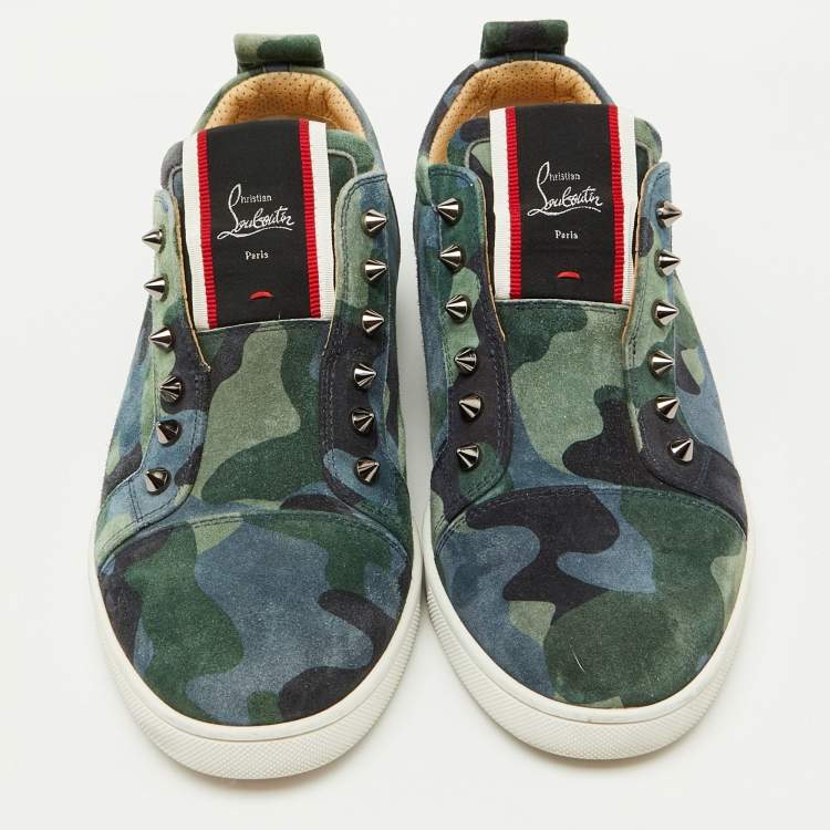 Pre Owned Christian Louboutin Multicolor Camouflage Suede F.A.V Fique A Vontade Sneakers Size 41