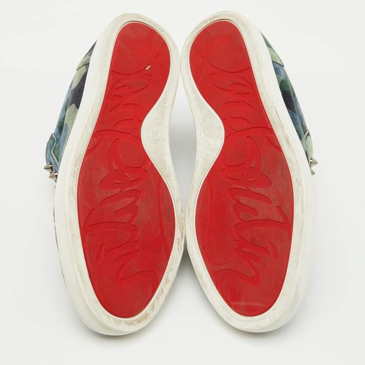 Pre Owned Christian Louboutin Multicolor Camouflage Suede F.A.V Fique A Vontade Sneakers Size 41