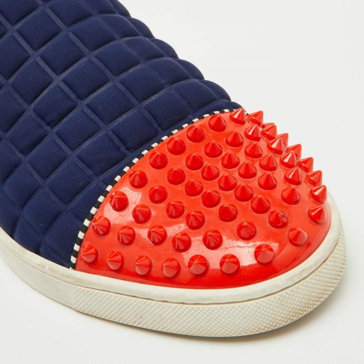 Pre Owned Christian Louboutin Multicolor Fabric and Leather Roller Boat Slip On Sneakers Size 40
