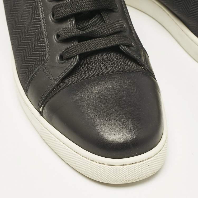 Pre Owned Christian Louboutin Black Canvas and Leather Rantulow Low Top Sneakers Size 42