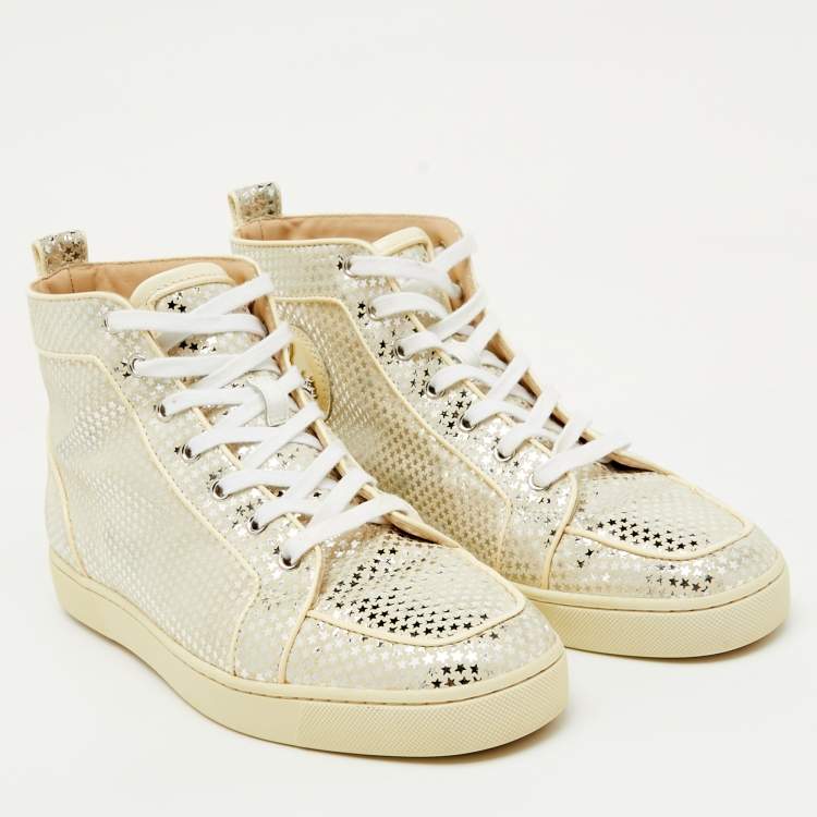Pre Owned Christian Louboutin Off White Suede Star Rantus Orlato High Top Sneakers Size 43