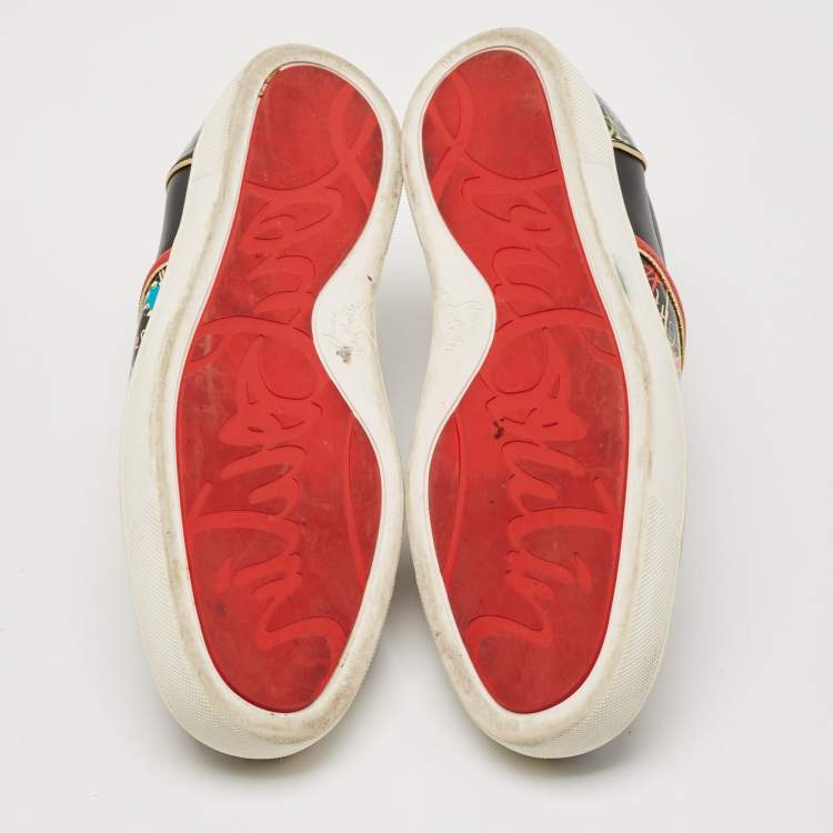 Pre Owned Christian Louboutin Multicolor Leather and Patent Graffiti Low Top Sneakers Size 45