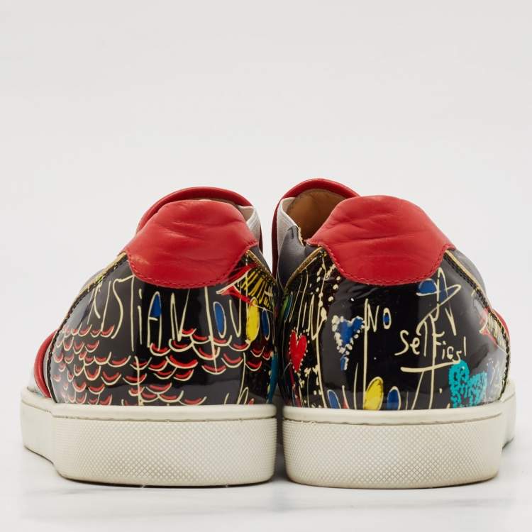 Pre Owned Christian Louboutin Multicolor Leather and Patent Graffiti Low Top Sneakers Size 45
