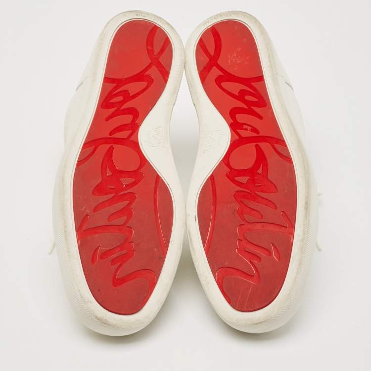Pre Owned Christian Louboutin White Leather Rantulow Low Top Sneakers Size 43.5