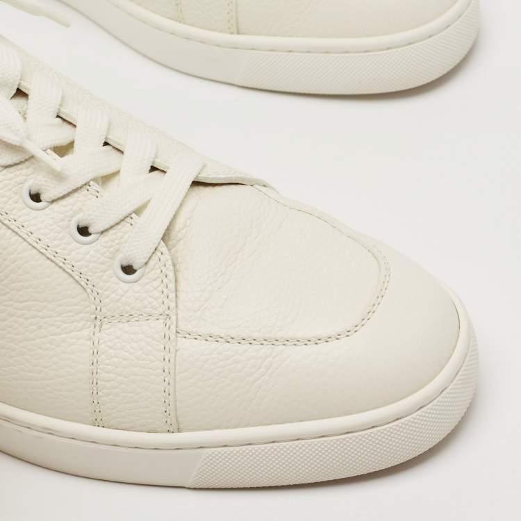 Pre Owned Christian Louboutin White Leather Rantulow Low Top Sneakers Size 43.5