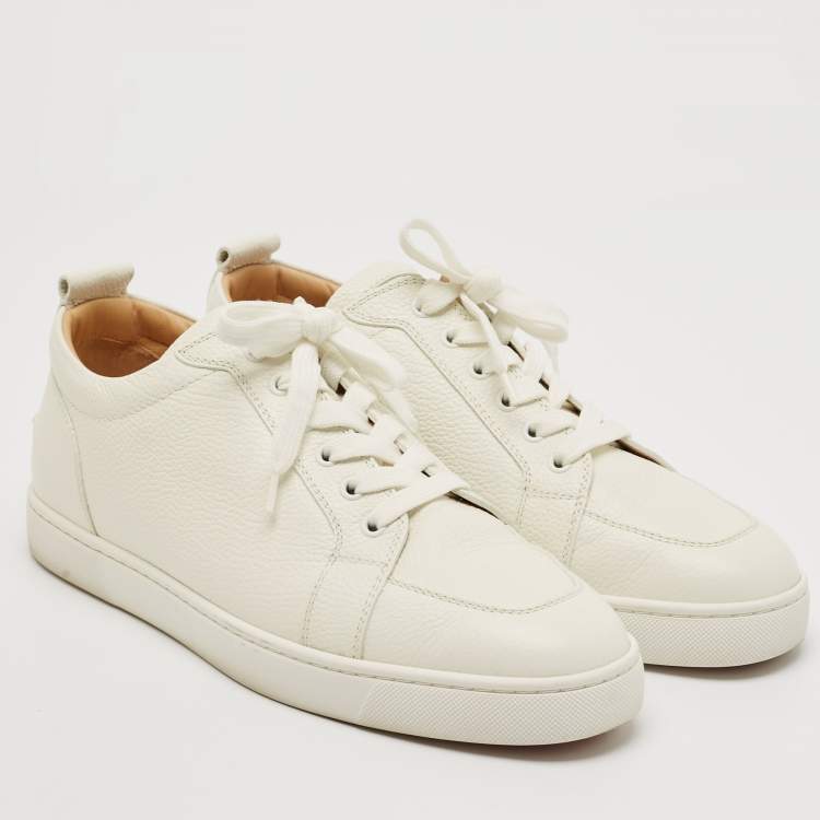 Pre Owned Christian Louboutin White Leather Rantulow Low Top Sneakers Size 43.5