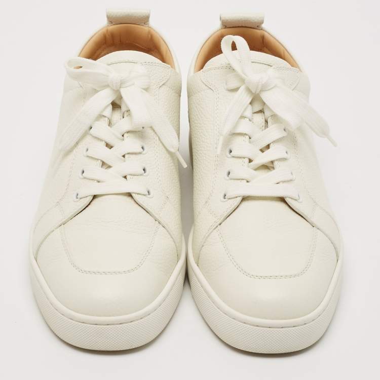 Pre Owned Christian Louboutin White Leather Rantulow Low Top Sneakers Size 43.5