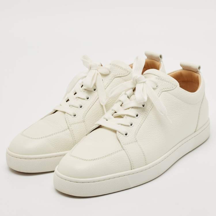 Pre Owned Christian Louboutin White Leather Rantulow Low Top Sneakers Size 43.5